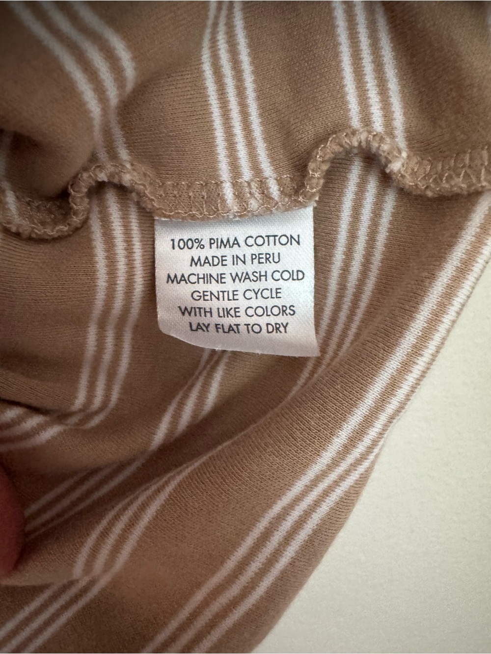 Lake Pajamas Cropped Pant Set Striped Beige - Size Large - Pima Cotton - Picture 3 of 5